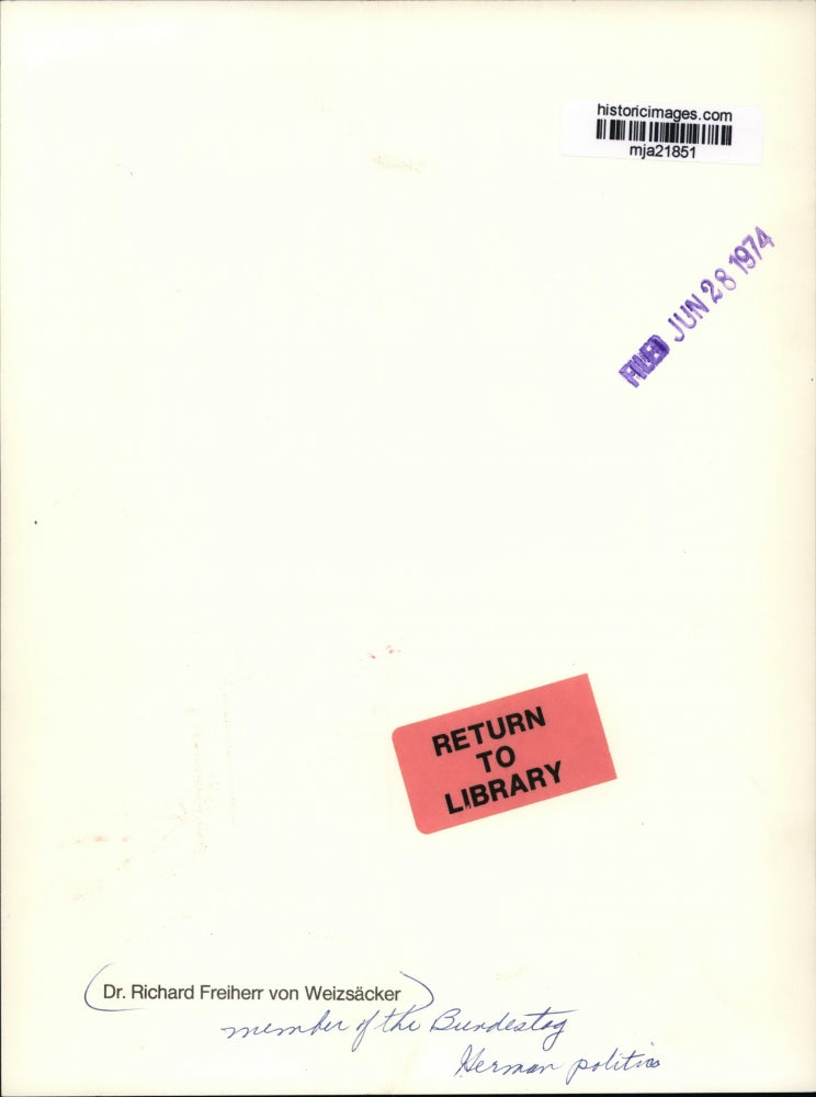 1974 Press Photo Dr. Richard Freiherr von Weizsacker, German politics