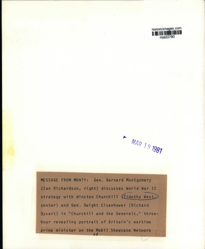 1981 Press Photo Winston Churchill played by Timothy West on Mobil Showcase Net