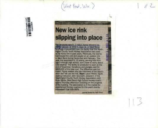 1993 Press Photo The sparking new $1.2 million Kettle Moraine Ice Center