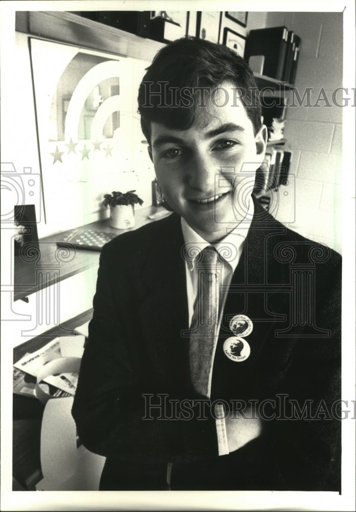 1988 Press Photo Neil Willenson organizing a &quot;Rally for Humanity&quot; - Historic Images