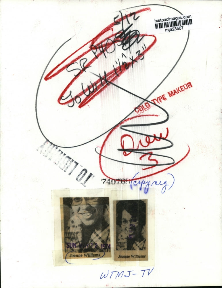 1974 Press Photo Joanne Williams with WTMJ-TV - mja23567