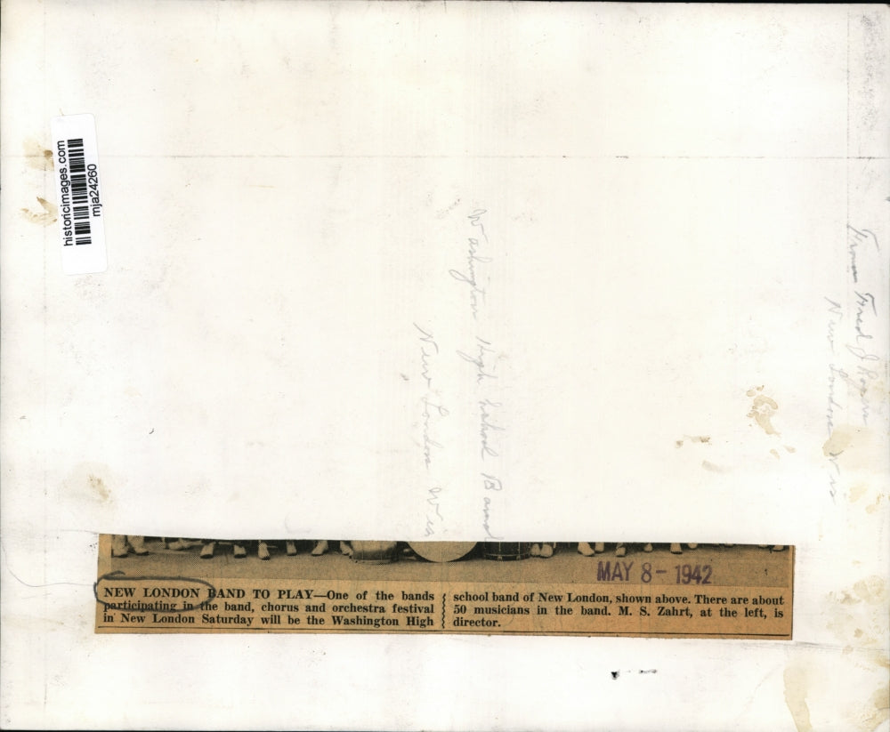 1942 Press Photo Washington High School Band of New London Wisconsin