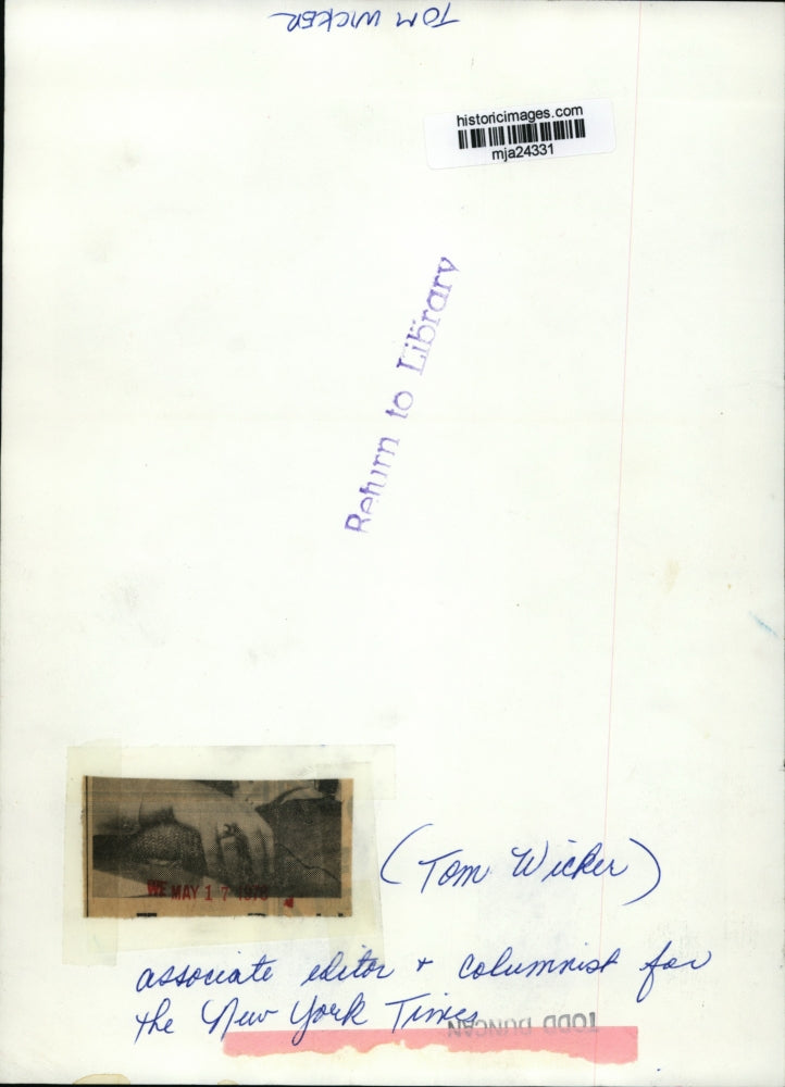 1978 Press Photo Tom Wicker, associate editor and columnist for New York Times.