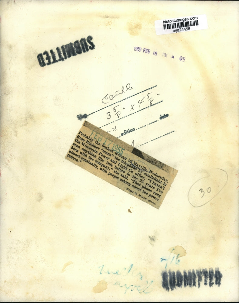 1955 Press Photo Rose Buchner, Wisconsin Power & Light - mja24458