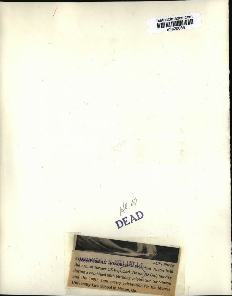 1973 Press Photo President Nixon honors former US Rep Carl Vinson, D-Ga