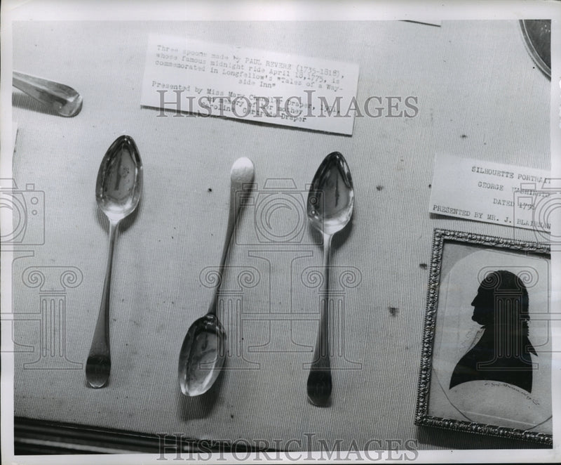 Load image into Gallery viewer, 1956 Press Photo 1796 silver spoons designed and made by Paul Revere - mja26053
