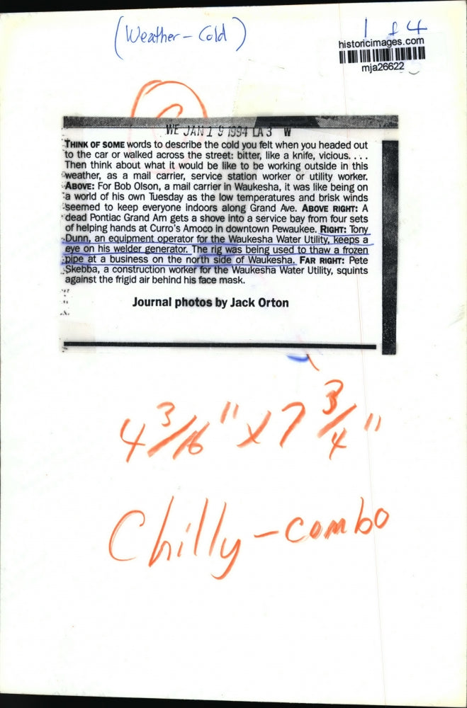 1994 Press Photo Tony Dunn watching his welder generator - mja26622