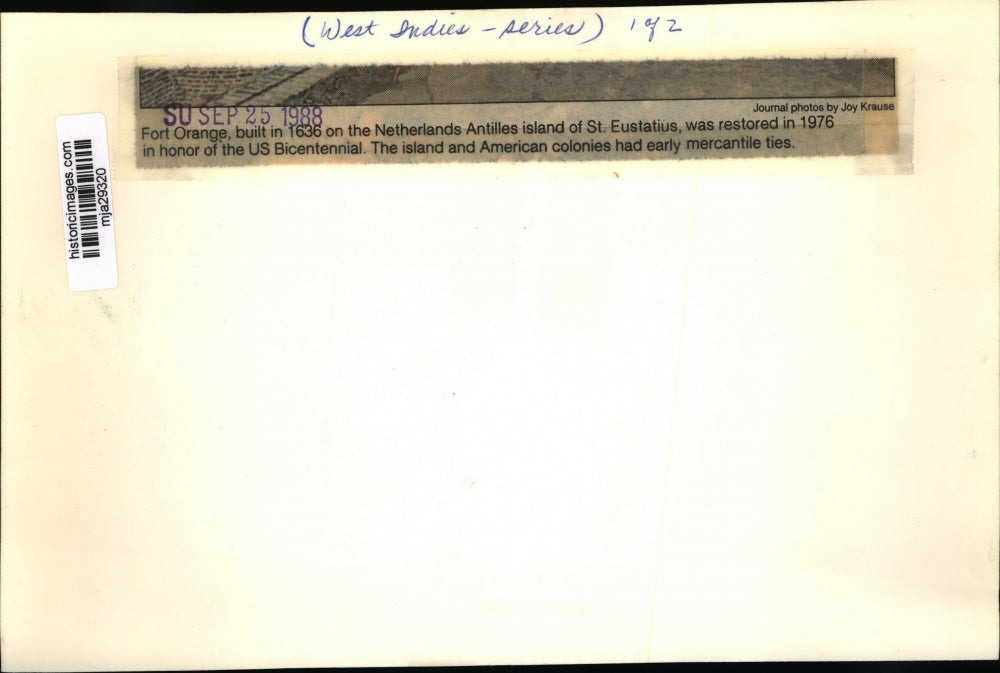 1988 Press Photo Fort Orange, on Netherlands Antilles island of St. Eustatius