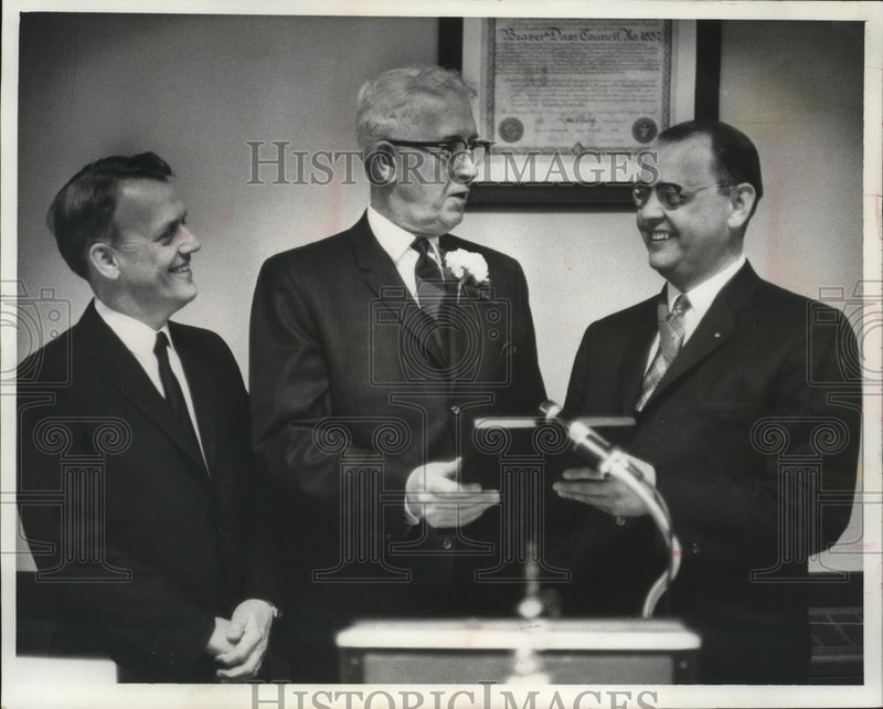 Load image into Gallery viewer, 1968 Press Photo John Burke accepts Wisconsin Catholic layman of the year award
