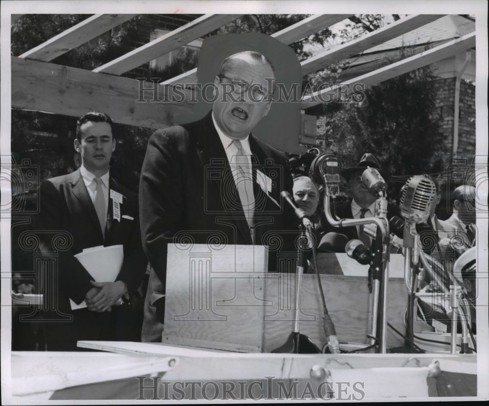 1955 Press Photo Sen. William Knowland attacks administration for cease fire- Historic Images