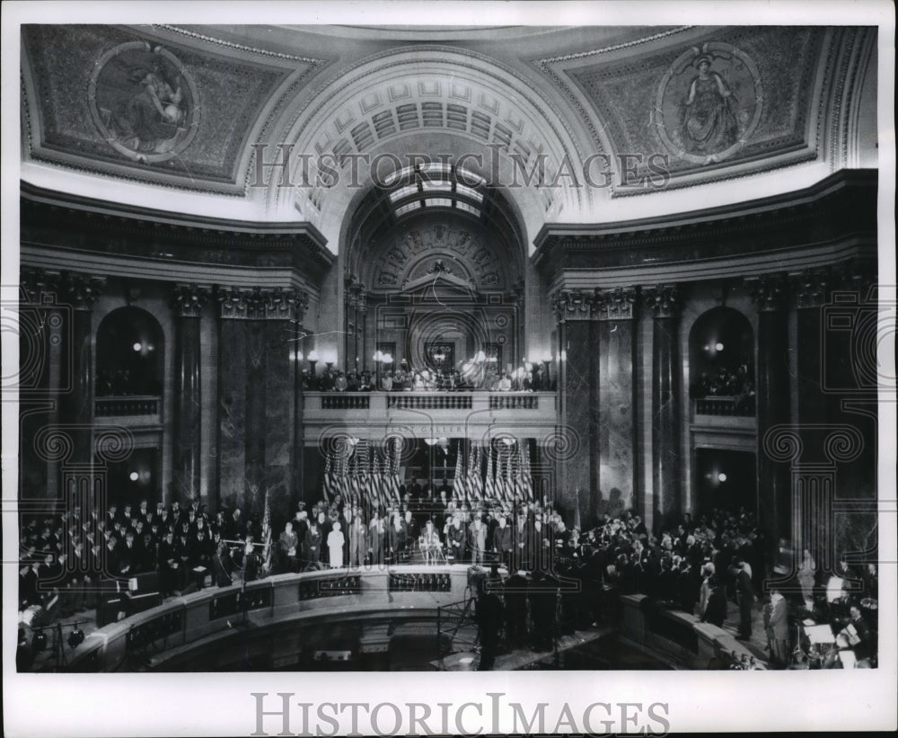 1965 Press Photo Inauguration of Warren P Knowles as Wisconsin&#39;s governor- Historic Images