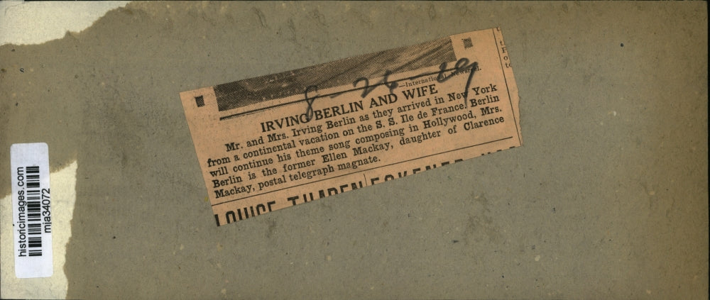 1929 Press Photo Mr. and Mrs. Irving Berlin arrived in New York from vacation