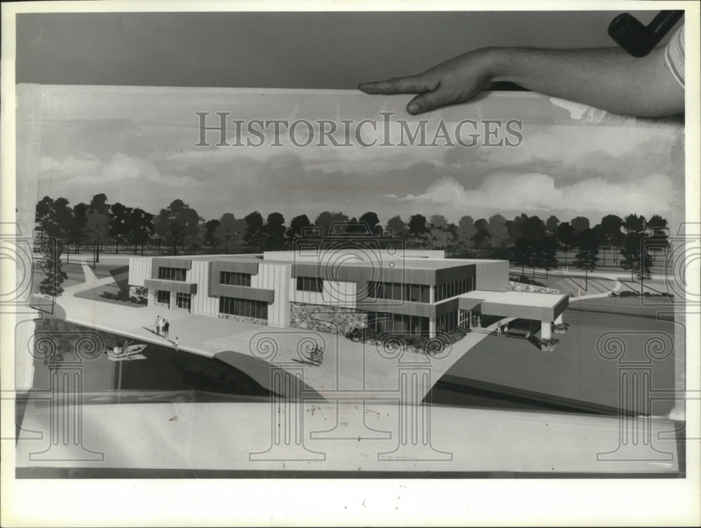 1980 Press Photo artist rendering of new community center in Kosciuszko Park- Historic Images