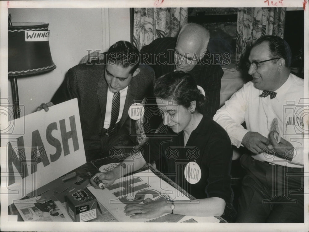 1957 Press Photo A campaign sign for State Democratic Chairman Philleo Nash.- Historic Images