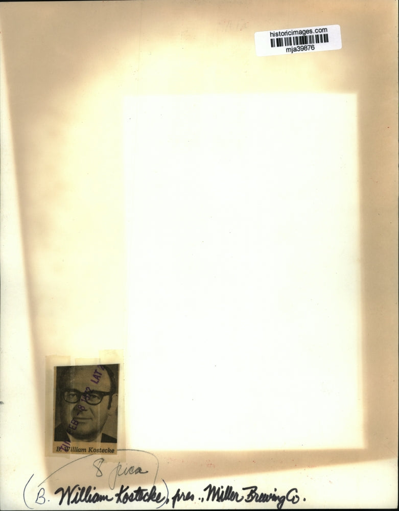 1972 Press Photo B. William Kostecke President of Miller Brewing Company