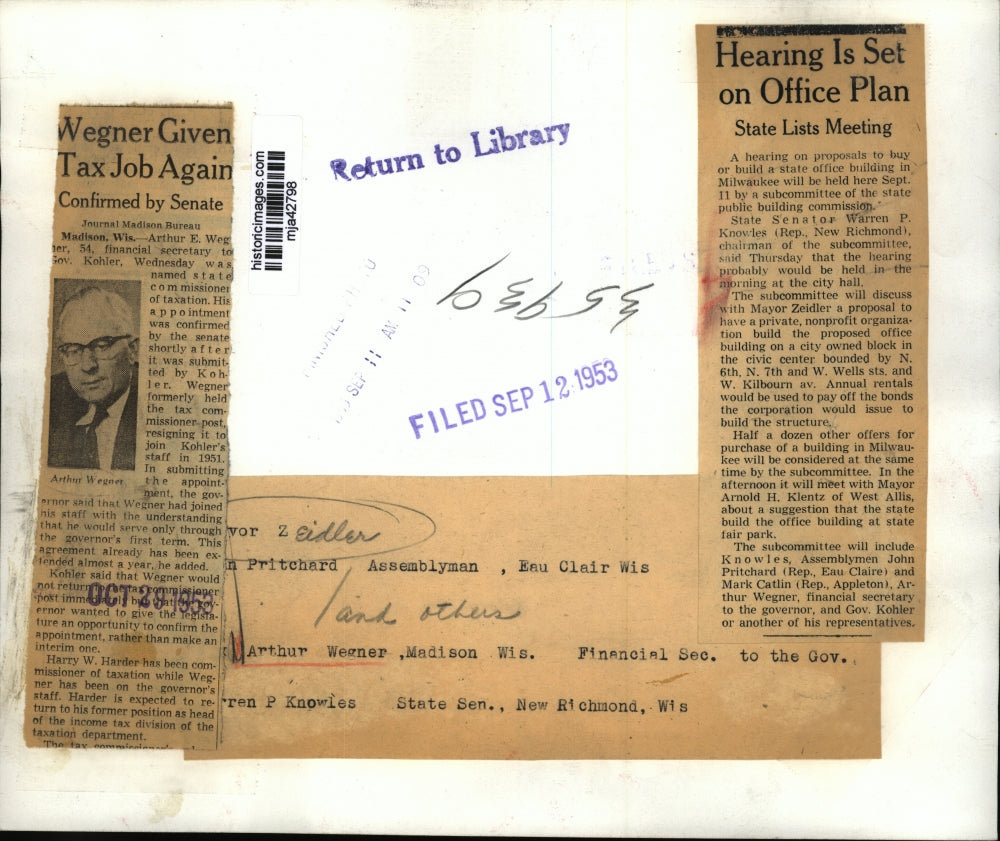 1953 Press Photo Arthure Wegner appointed as State Commissioner of taxation