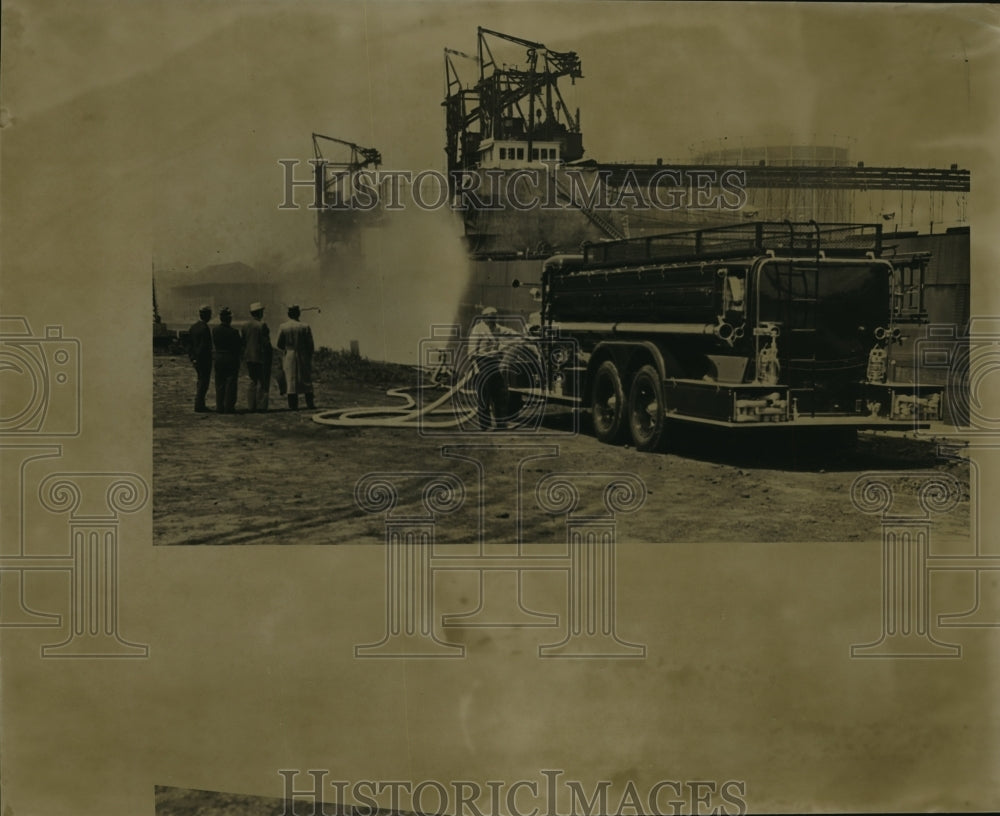 1935 Press Photo New Firetruck Delivered to Chief Adolph Schuster By Mack- Historic Images