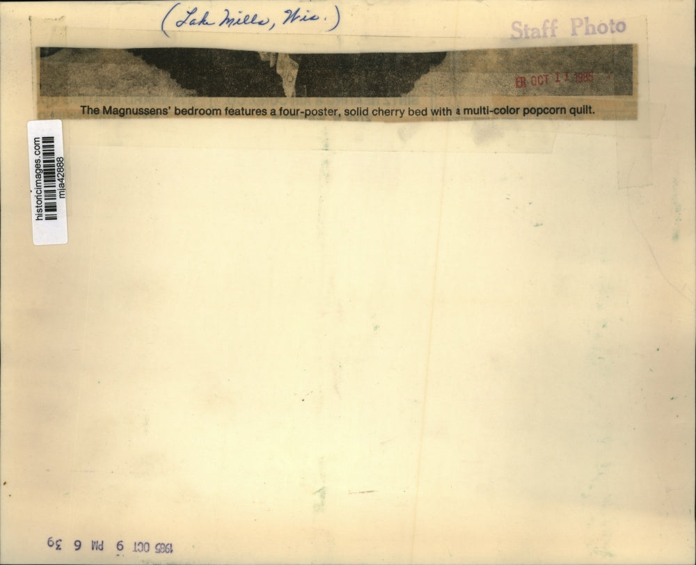 1985 Press Photo The Magnussens's Bedroom At Lake Mills, Wisconsin - mja42888