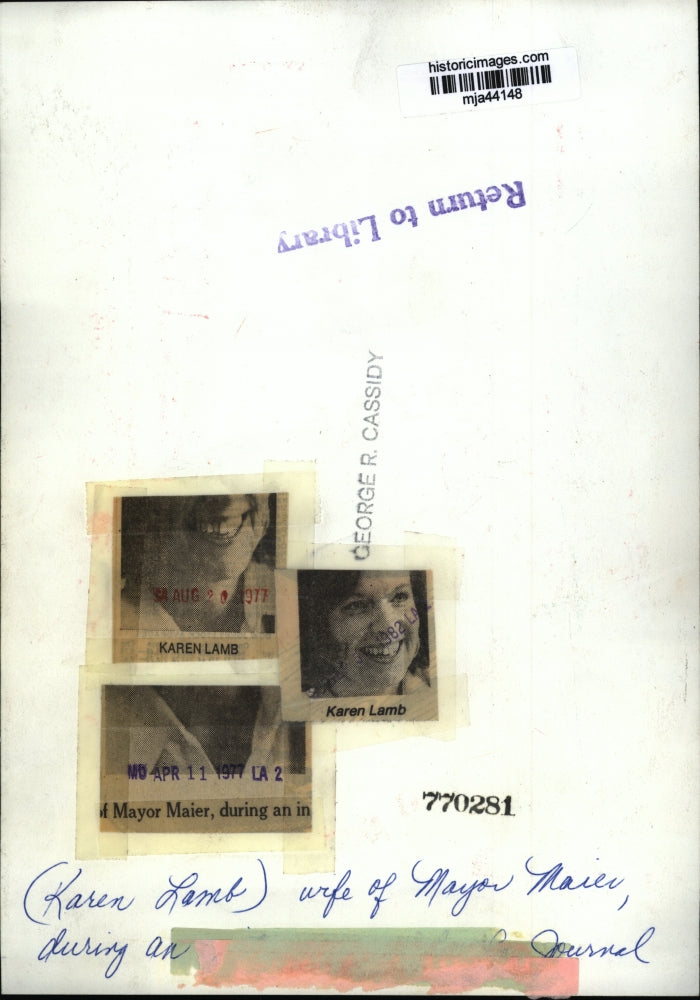 1977 Press Photo Karen Lamb during an interview with the Journal - mja44148