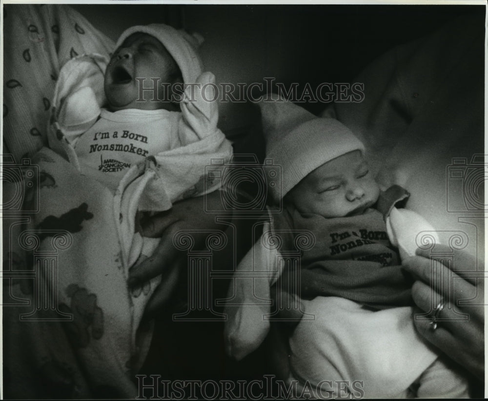 1993 Press Photo American Cancer Society launches campaign using newborns- Historic Images