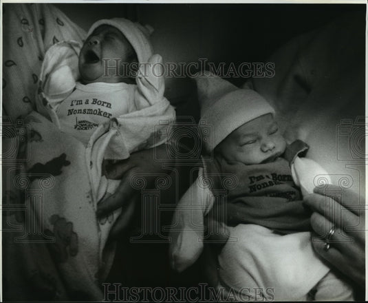 1993 Press Photo American Cancer Society launches campaign using newborns- Historic Images