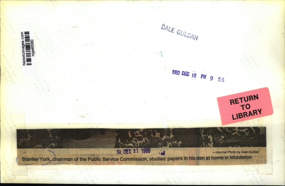 1980 Press Photo Stanley York, Chairman Of Public Service Commission - mja46580