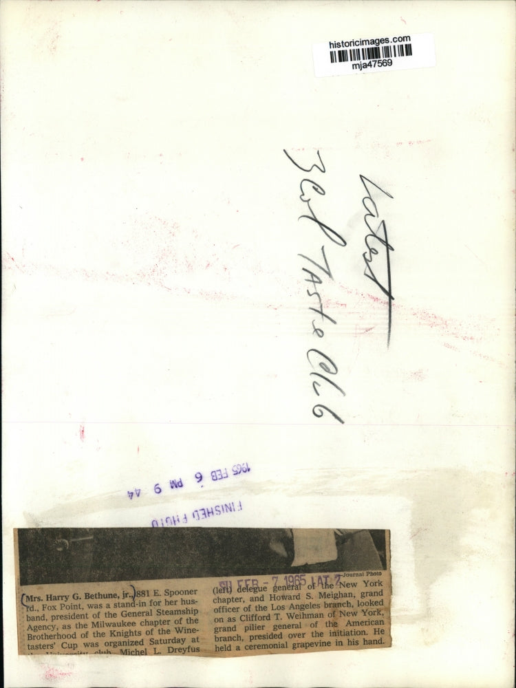 1965 Press Photo Mrs Harry Bethune Jr, wife of pres of General Steamship Agency