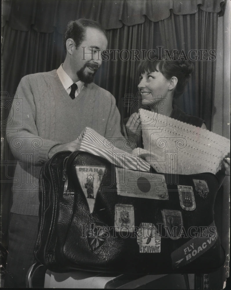 1967 Press Photo Charles Leroux and Wife with Luggage - mja48594- Historic Images