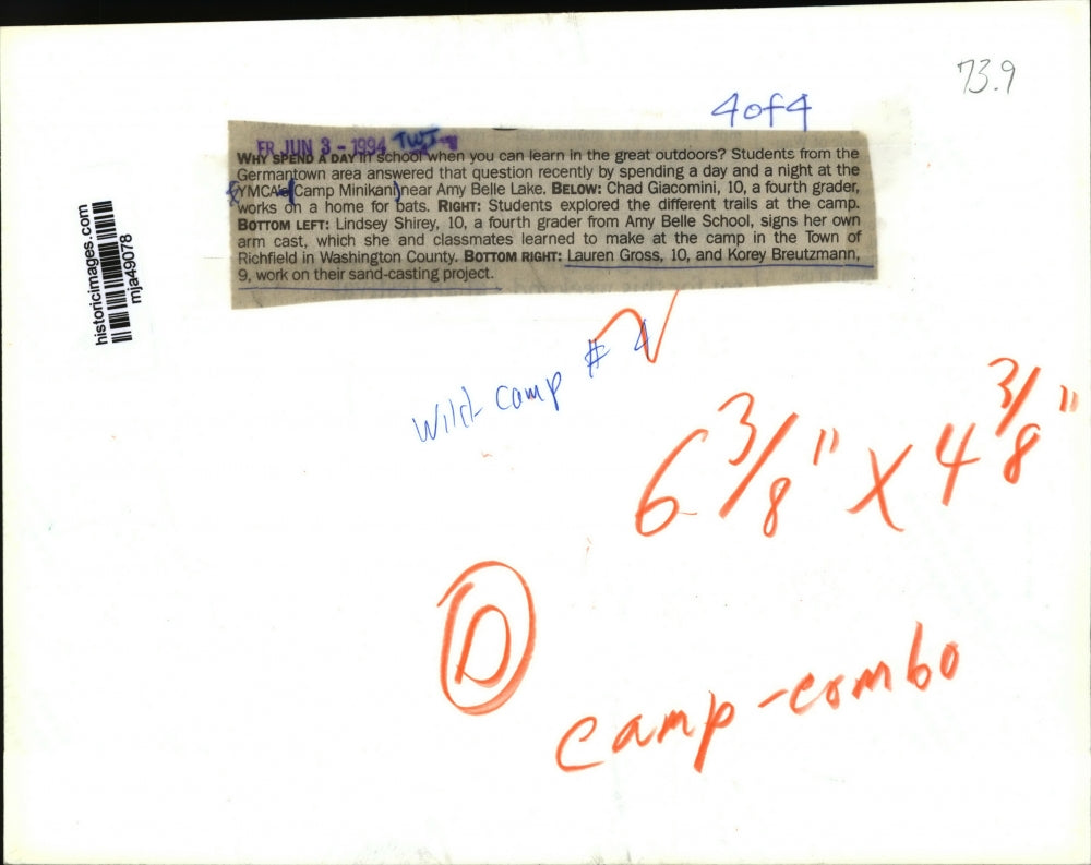 1994 Press Photo Lauren Gross and Korey Breutzmann at Camp Minikani - mja49078