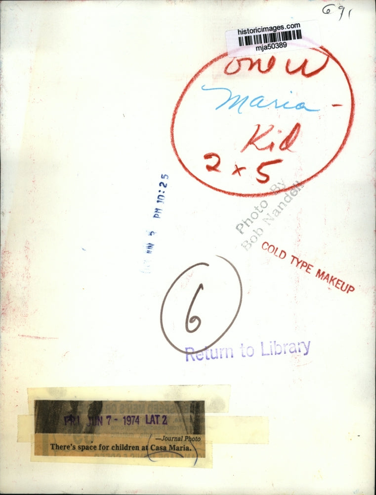 1974 Press Photo There's space for children at Casa Maria - mja50389