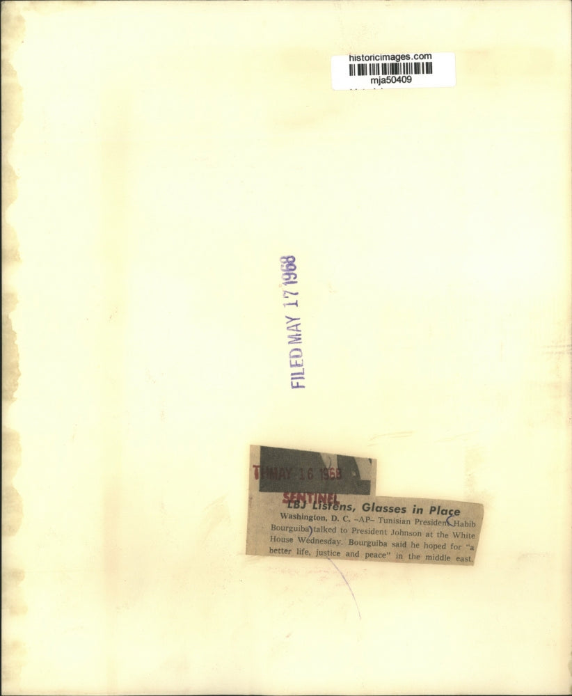 1968 Press Photo President Johnson meets with Tunisian President Habib Bourguiba