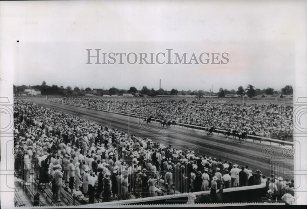 1955 Press Photo Kentucky Derby Stands Filled at Churchill Downs in Louisville