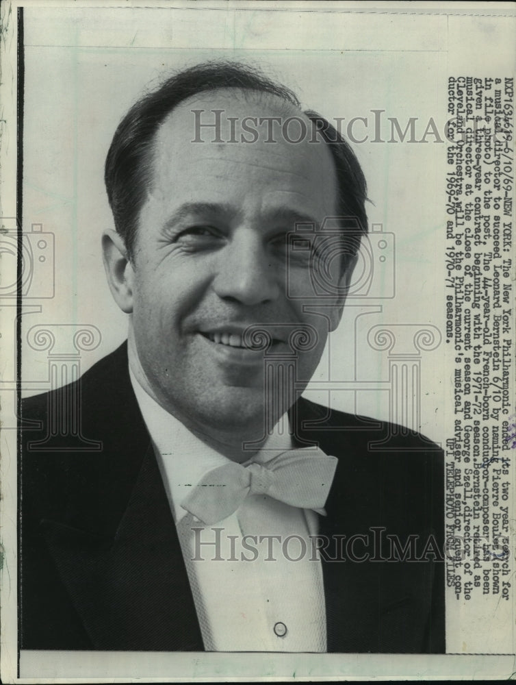 1969 Press Photo Pierre Boulez, Conductor, New York Philharmonic- Historic Images