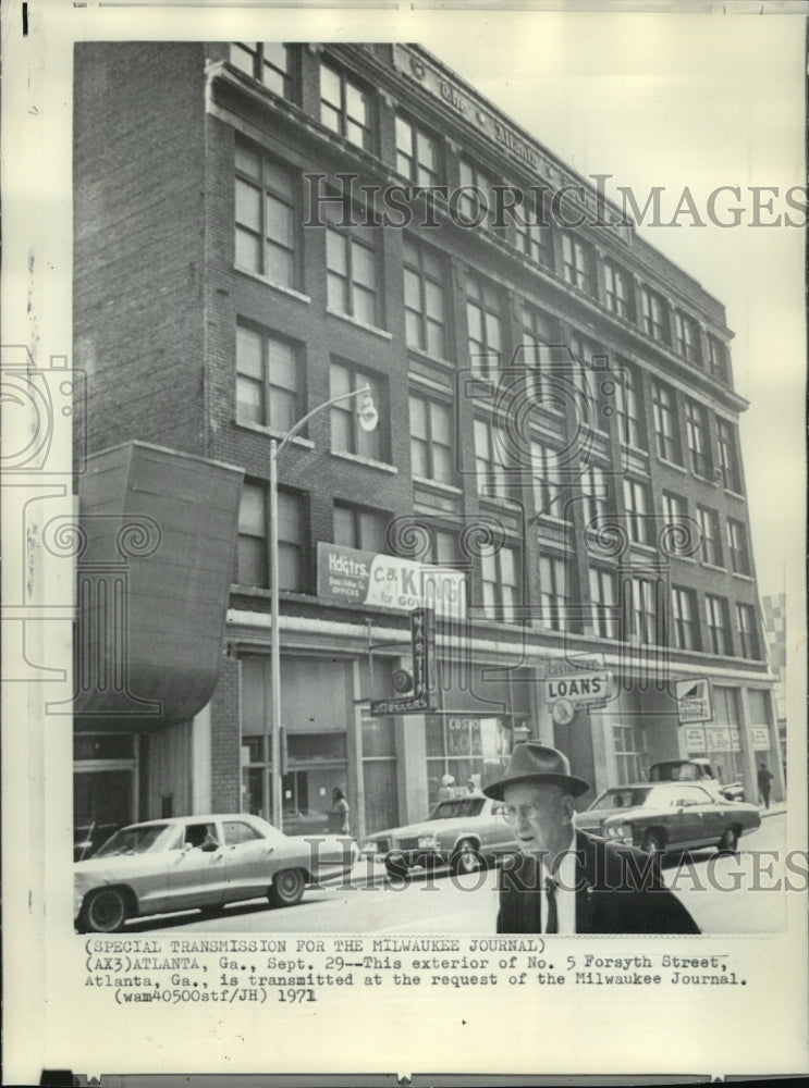 1971 Press Photo Exterior of No 5 Forsyth Street, Atlanta, Georgia - mja51610