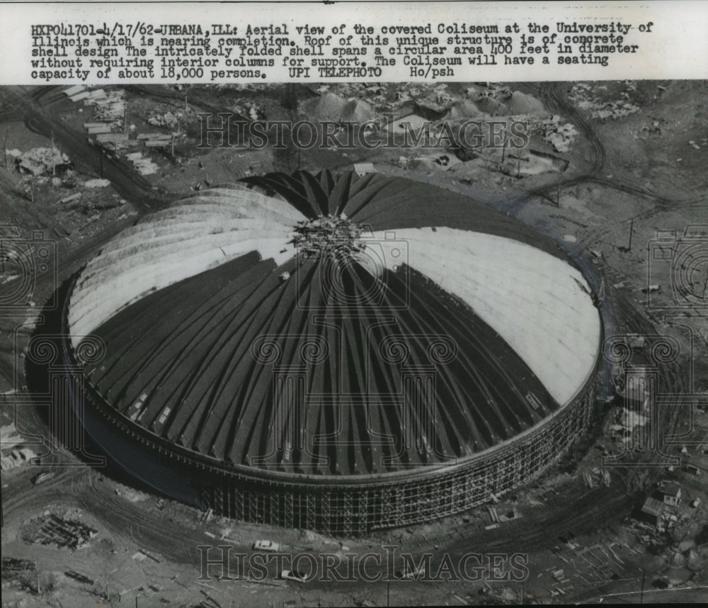 1962 Press Photo Urbana-Aerial view of the Coliseum at University of Illinois