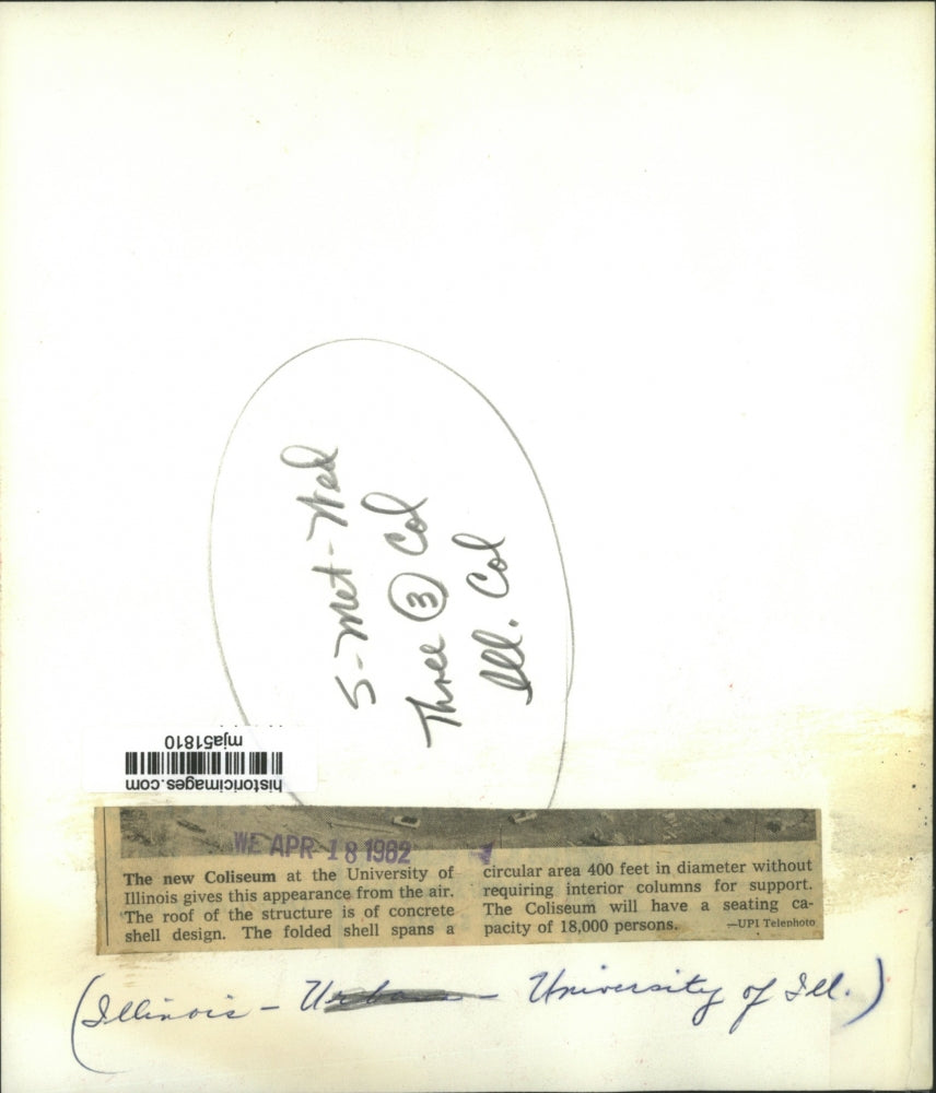 1962 Press Photo Urbana-Aerial view of the Coliseum at University of Illinois