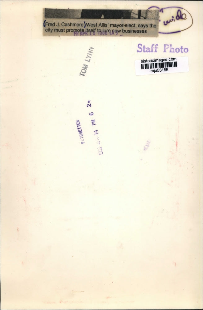 1968 Press Photo West Allis mayor-elect Fred J. Cashmore - mja53185