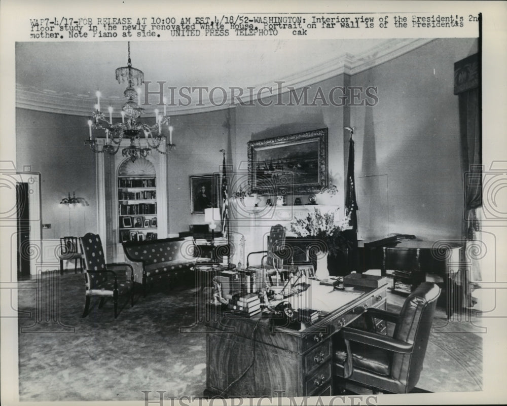 1952 Press Photo Interior of the White House in Washington D.C.- Historic Images