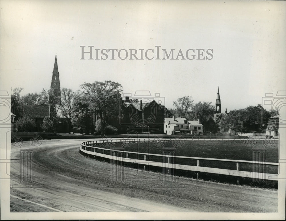 1938 Press Photo Goshen, New York Trotters Racing Track View - mja53446- Historic Images