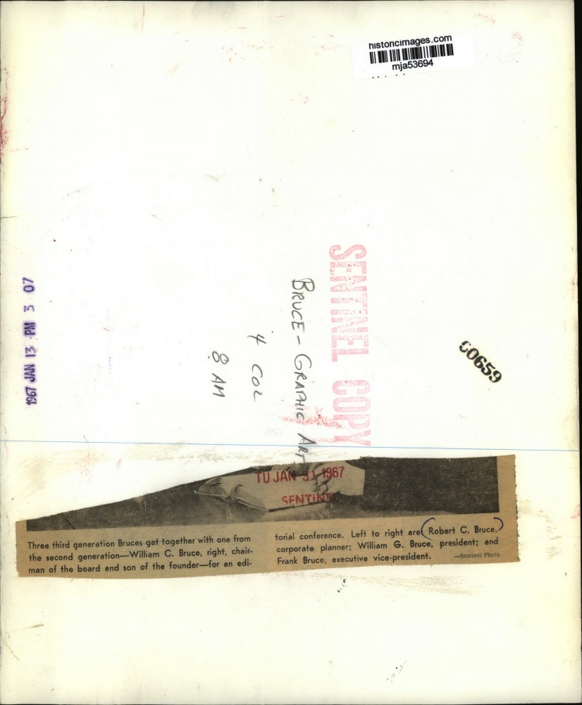 1967 Press Photo Three Generations of Bruce's, William C., Robert and William G.