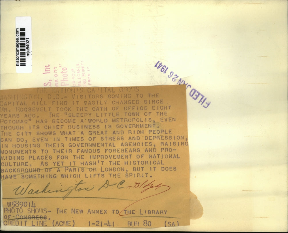 1941 Press Photo The Nations Capital Washington D.C., Library of Congress