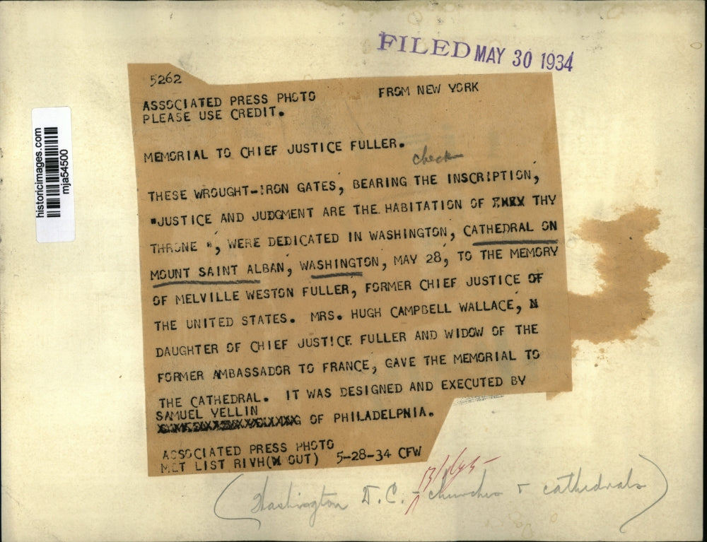 1934 Press Photo Cathedral on Mount Saint Alban, Washington DC - mja54500