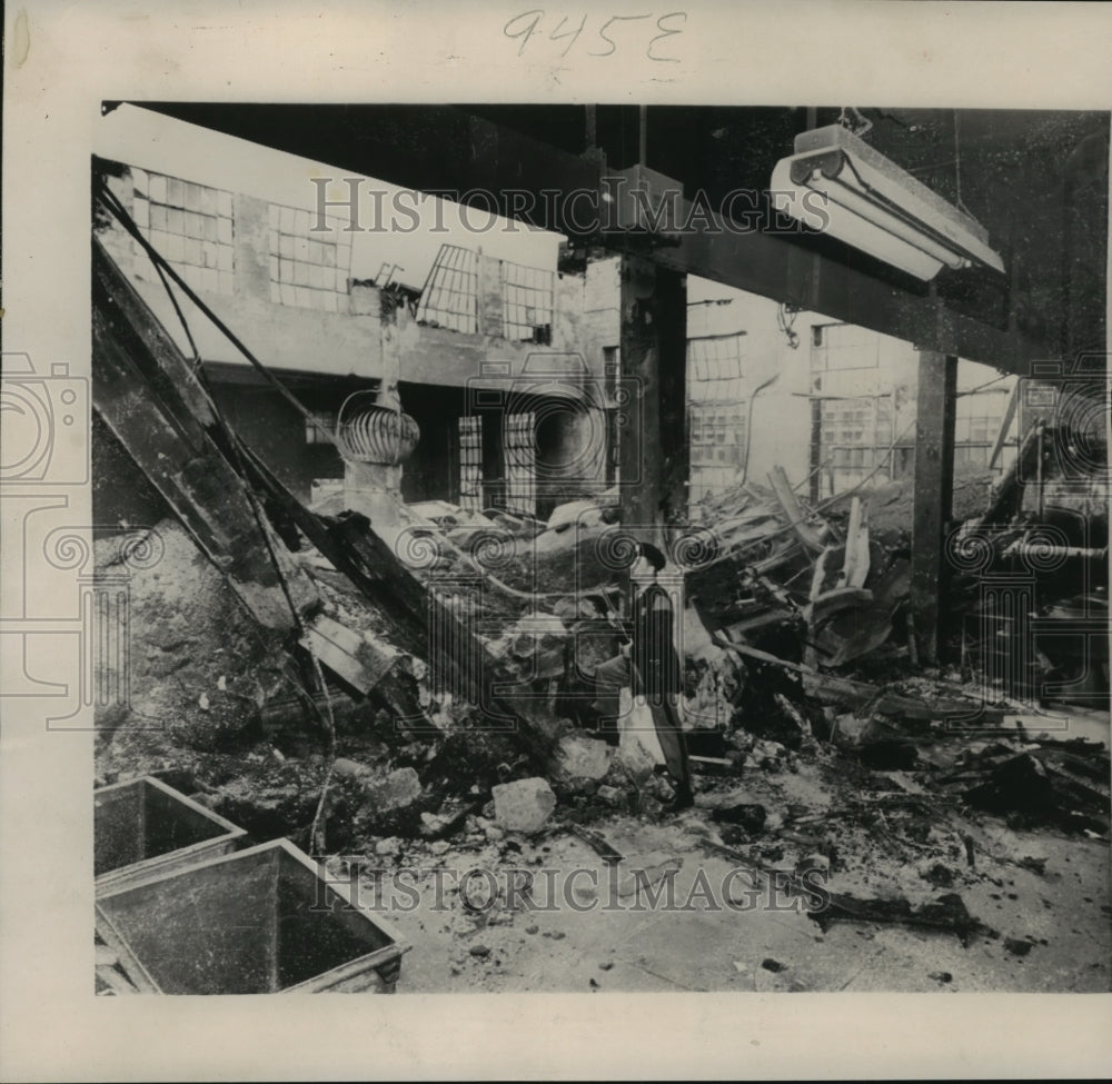 1952 Press Photo Prison Laundry Destroyed by Riot Southern Michigan Prison - Historic Images