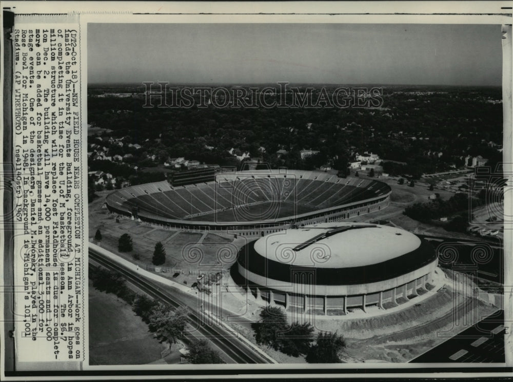 1967 Press Photo New Field House At Michigan University In Ann Arbor- Historic Images