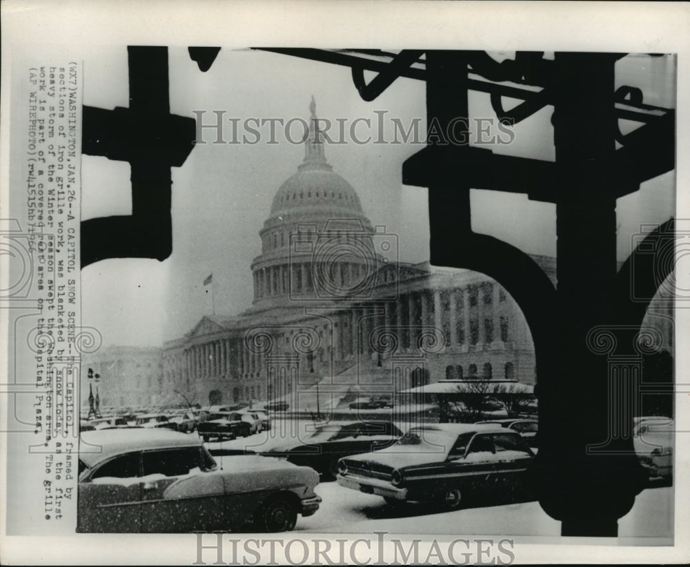 1966 Press Photo The Capitol Building After Snow, Washington, D.C.- Historic Images