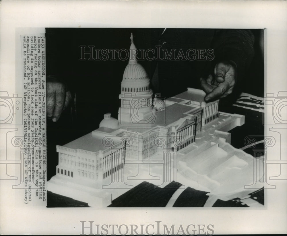 1966 Press Photo Plans for Renovating the Washington, D.C. Capitol Building- Historic Images