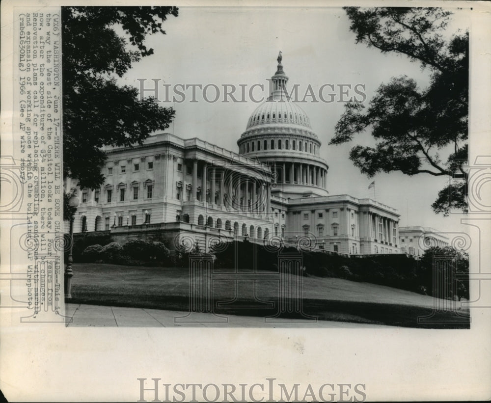 1966 Press Photo West Side of Washington, D.C. Capitol Building to be Renovated - Historic Images