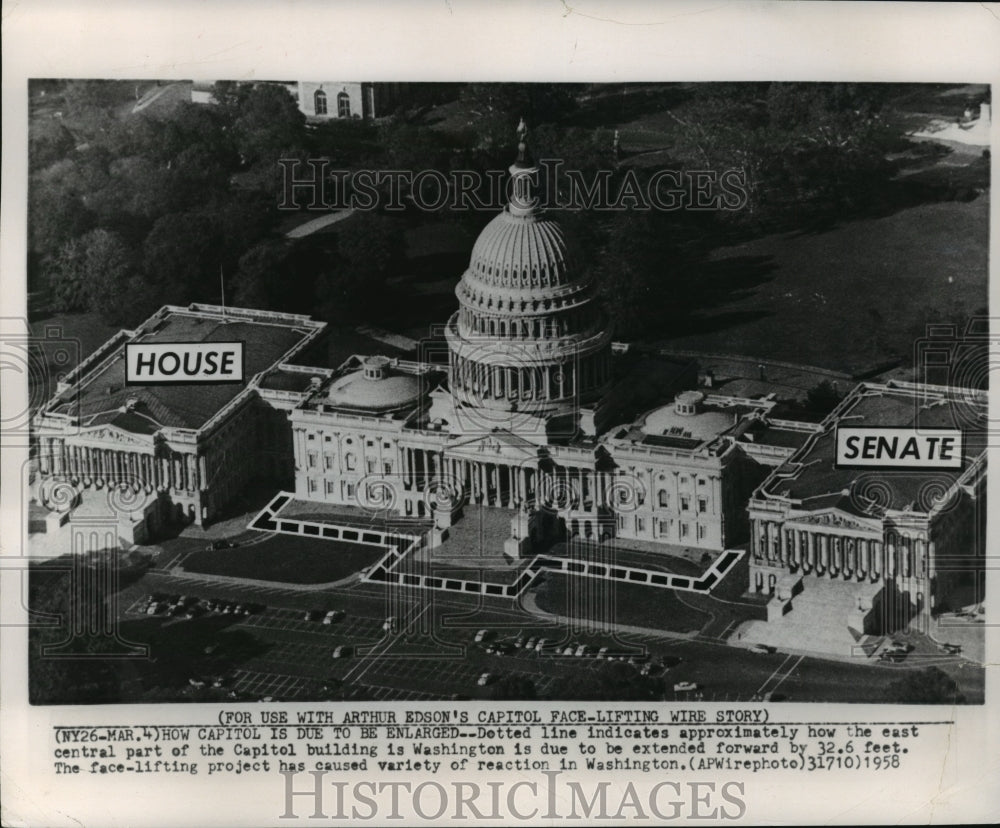 1958 Press Photo Photo Showing Planned Renovations to Capitol Building- Historic Images