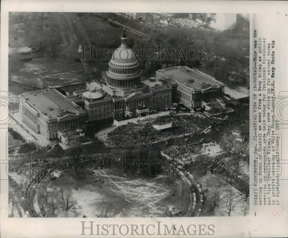 1957 Press Photo Aerial View of Swearing in Ceremony of President Eisenhower- Historic Images