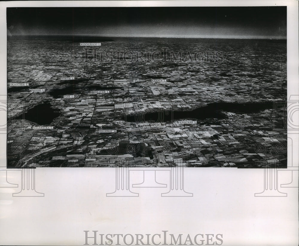 1962 Press Photo Bird&#39;s Eye View of Wisconsin&#39;s Lakes- Historic Images